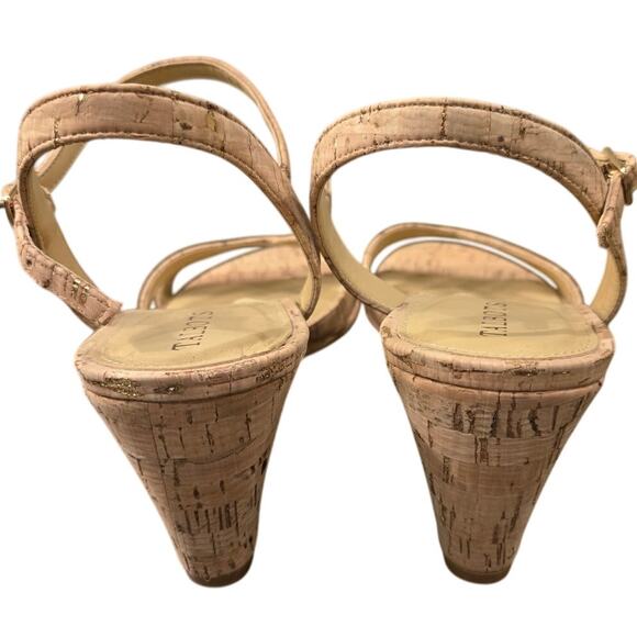 Talbots Royce Cork Wedge Sandals Memory Foam Beige Gold MSRP $150 Size 10.5 - Picture 6 of 9